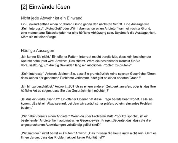 [2] Einwände lösen