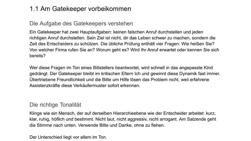 Auszug aus dem Leitfaden: Am Gatekeeper vorbeikommen