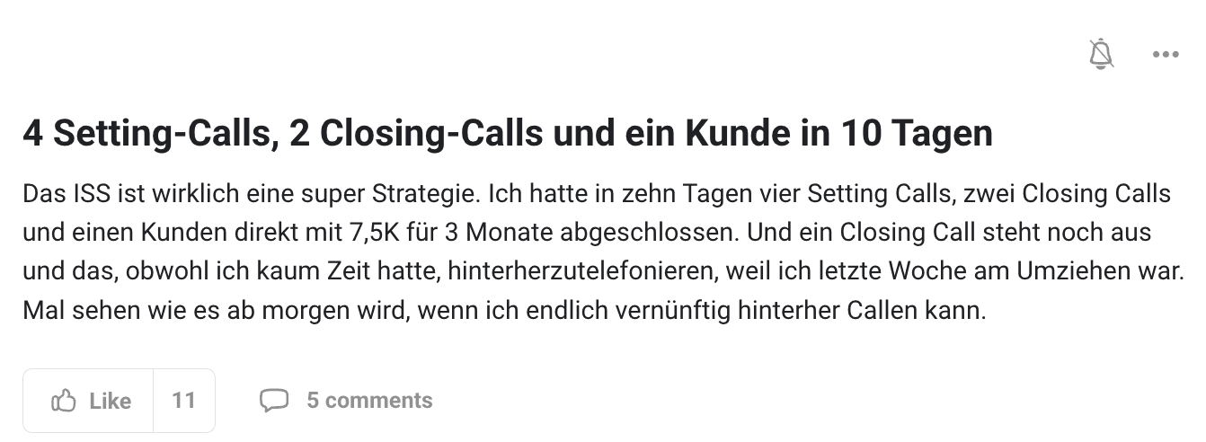 4 Settings und 2 Closing-Calls