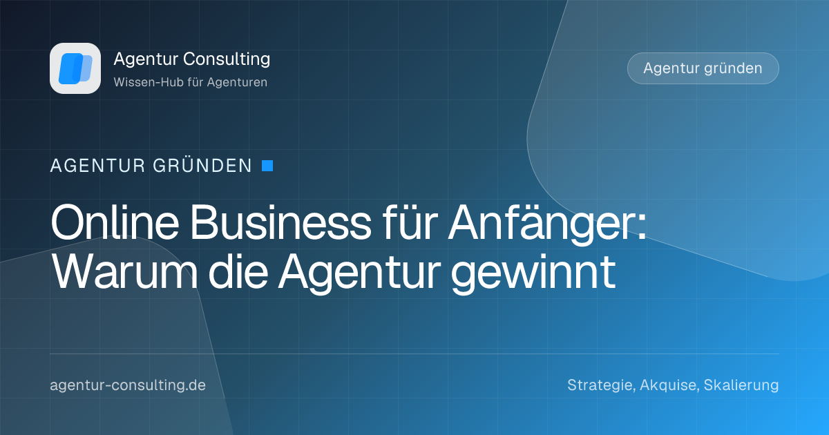 Online Business für Anfänger: Warum die Agentur gewinnt