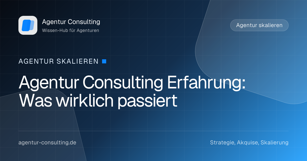 Agentur Consulting Erfahrung: Was wirklich passiert