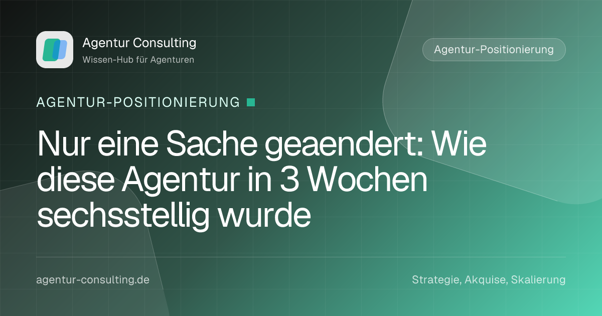 Nur eine Sache geaendert: Wie diese Agentur in 3 Wochen sechsstellig wurde